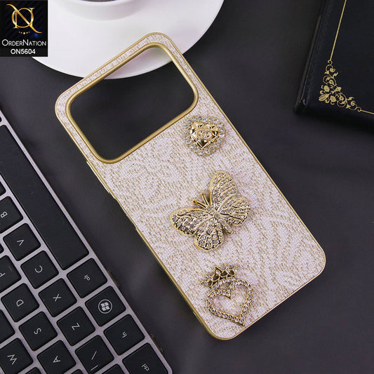 Tecno Spark 40 Cover - Golden -  Elegant Fancy 3D Rhinestomes Thin Protective Soft Borders Case