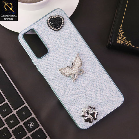Vivo Y20 Cover - Blue -  Elegant Fancy 3D Rhinestomes Thin Protective Soft Borders Case