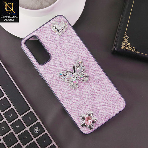 Vivo Y12a Cover - Purple -  Elegant Fancy 3D Rhinestomes Thin Protective Soft Borders Case