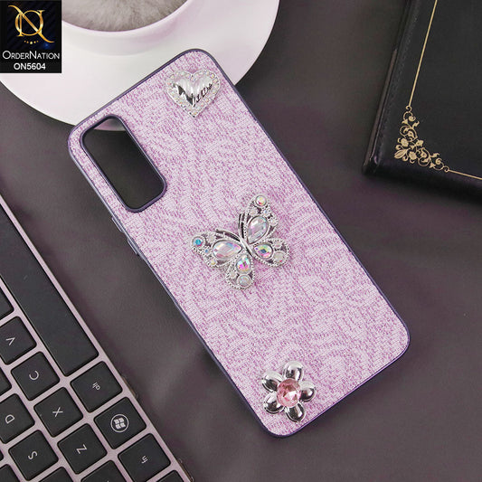Vivo Y20 Cover - Purple -  Elegant Fancy 3D Rhinestomes Thin Protective Soft Borders Case