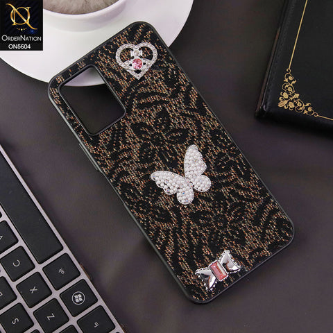 Vivo Y21 Cover - Black -  Elegant Fancy 3D Rhinestomes Thin Protective Soft Borders Case