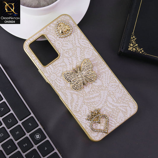 Vivo Y32 Cover - Golden -  Elegant Fancy 3D Rhinestomes Thin Protective Soft Borders Case