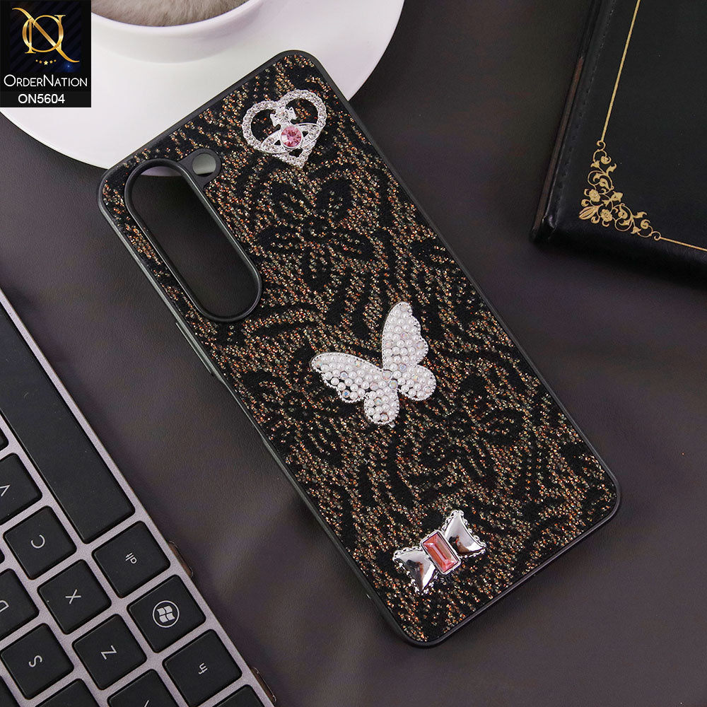 Vivo Y04 Cover - Black -  Elegant Fancy 3D Rhinestomes Thin Protective Soft Borders Case