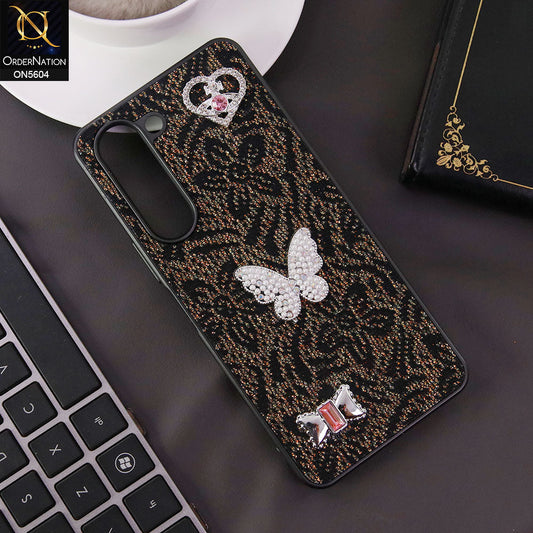 Vivo Y04 Cover - Black -  Elegant Fancy 3D Rhinestomes Thin Protective Soft Borders Case