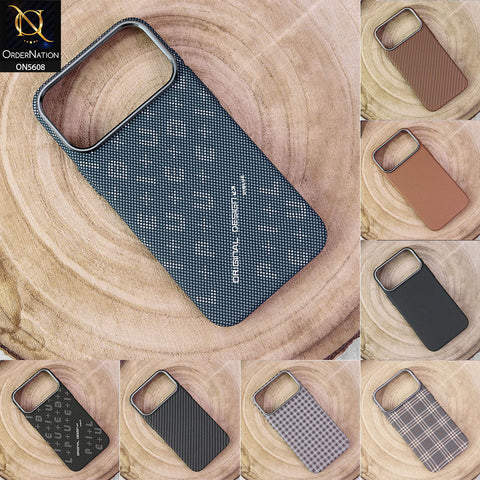 iPhone 17 Pro Max Cover - Design9 -   Premium Piblue Carbon Fiber Texture Ultra Thin Shell Case With Metal Camera Ring Borders