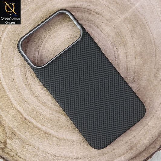 iPhone 17 Pro Max Cover - Design4 -   Premium Piblue Carbon Fiber Texture Ultra Thin Shell Case With Metal Camera Ring Borders