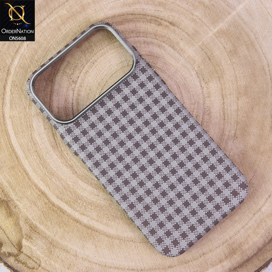 iPhone 17 Pro Max Cover - Design7 -   Premium Piblue Carbon Fiber Texture Ultra Thin Shell Case With Metal Camera Ring Borders
