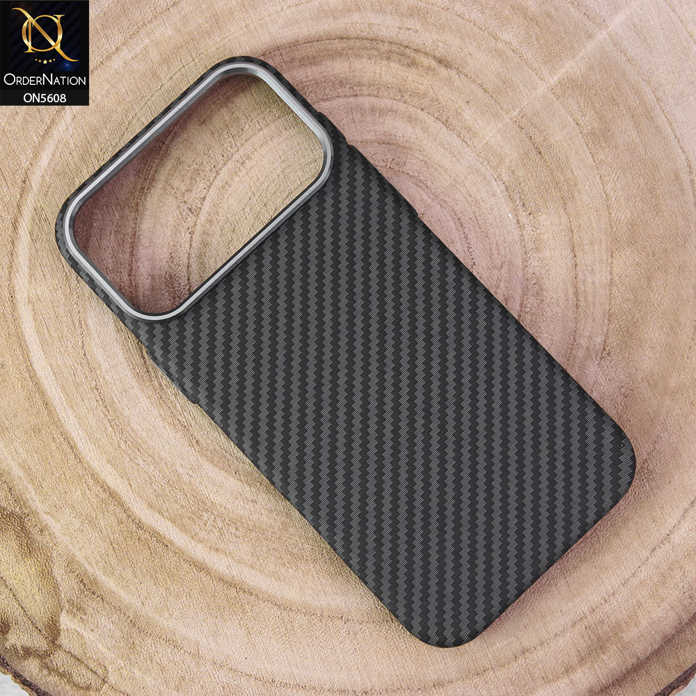 iPhone 17 Pro Max Cover - Design9 -   Premium Piblue Carbon Fiber Texture Ultra Thin Shell Case With Metal Camera Ring Borders