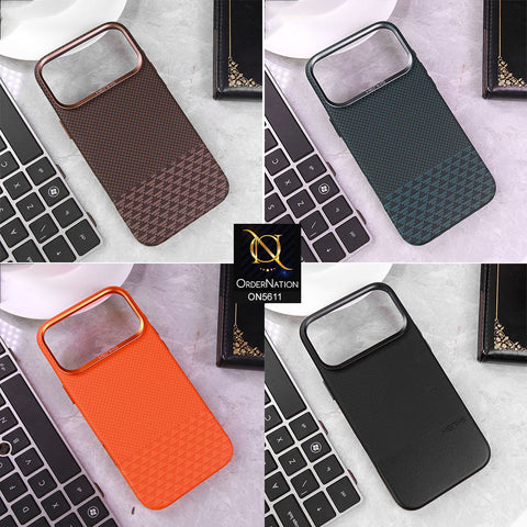 iPhone 17 Pro Max Cover - Design3 -  New Henks Premium Carbon Fiber Texture Case With Metal Camera Ring