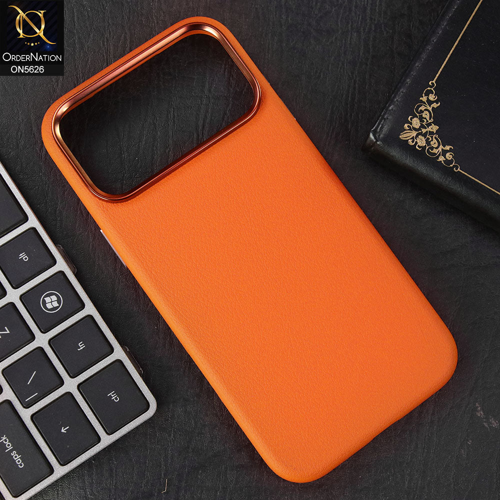 iPhone 17 Pro Max Cover - Ornage -New Henks Premium Quality Vegan Leather Hazel Series Case With Metal Camera Ring