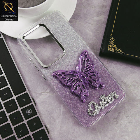 Infinix Hot 50 Pro Cover - Purple -Trendy Queen Dual Tone Gradient Glitter Shiny Soft Case With Butterfly Kickstand Holder (Glitter Does Not Move)