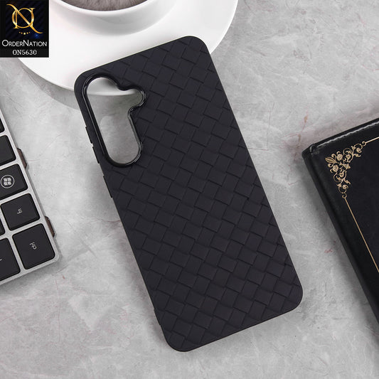Samsung Galaxy S25 FE Cover -Black- New Woven Design Leather Feel Soft TPU Case