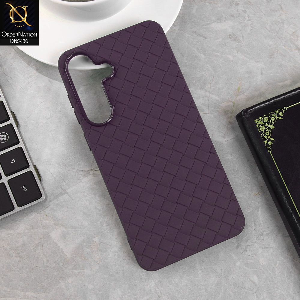 Samsung Galaxy S25 FE Cover -Purple- New Woven Design Leather Feel Soft TPU Case