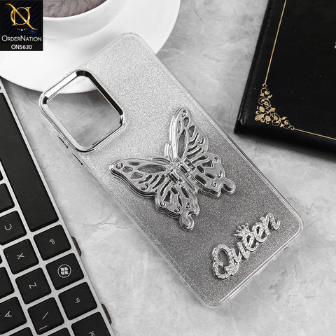 Samsung Galaxy A12 Nacho Cover - Black -Trendy Queen Dual Tone Gradient Glitter Shiny Soft Case With Butterfly Kickstand Holder (Glitter Does Not Move)