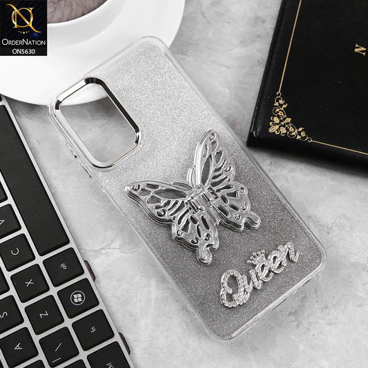 Samsung Galaxy A13 Cover - Black -Trendy Queen Dual Tone Gradient Glitter Shiny Soft Case With Butterfly Kickstand Holder (Glitter Does Not Move)