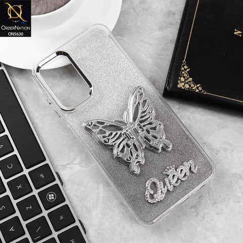 Samsung Galaxy A13 Cover - Black -Trendy Queen Dual Tone Gradient Glitter Shiny Soft Case With Butterfly Kickstand Holder (Glitter Does Not Move)