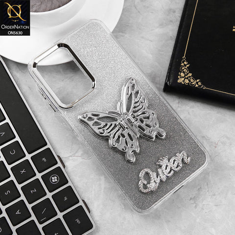 Samsung Galaxy A17 Cover - Black -Trendy Queen Dual Tone Gradient Glitter Shiny Soft Case With Butterfly Kickstand Holder (Glitter Does Not Move)