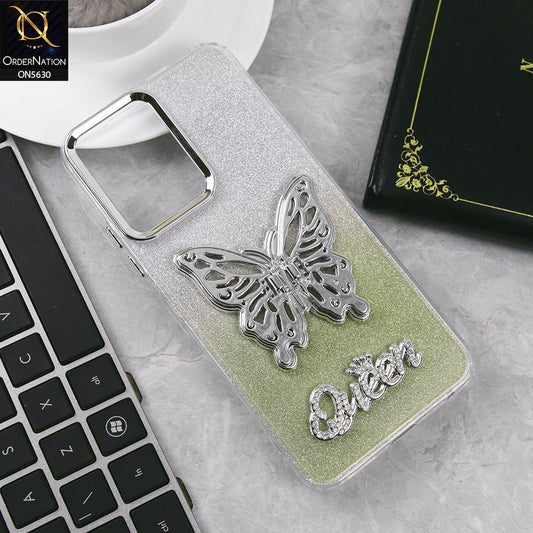 Infinix smart 10 Cover - Green -Trendy Queen Dual Tone Gradient Glitter Shiny Soft Case With Butterfly Kickstand Holder (Glitter Does Not Move)