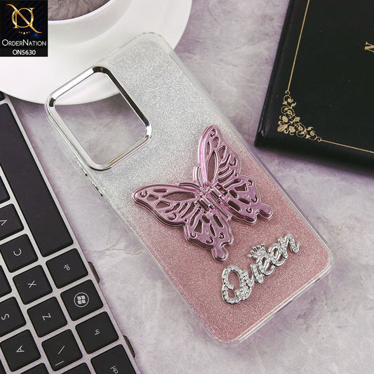 Infinix smart 10 Cover - Rose Gold -Trendy Queen Dual Tone Gradient Glitter Shiny Soft Case With Butterfly Kickstand Holder (Glitter Does Not Move)