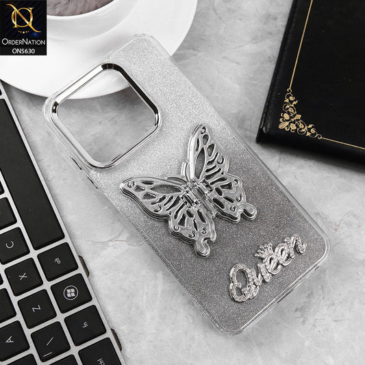 Infinix Smart 9 Cover - Black -Trendy Queen Dual Tone Gradient Glitter Shiny Soft Case With Butterfly Kickstand Holder (Glitter Does Not Move)