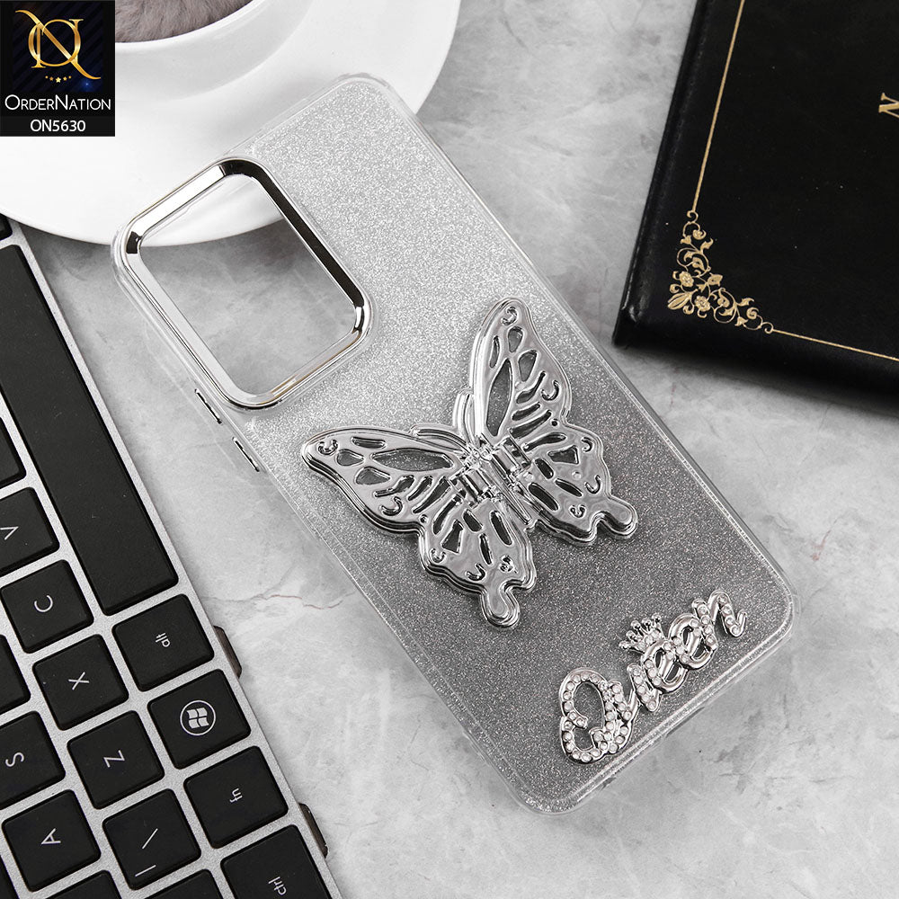 Vivo Y18 Cover - Black -Trendy Queen Dual Tone Gradient Glitter Shiny Soft Case With Butterfly Kickstand Holder (Glitter Does Not Move)