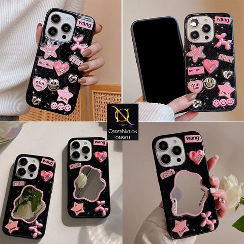 Realme Note 70  Cover - Design 1 - 3D Cartoon Pink Love Heart Little Star Glossy Surface Case