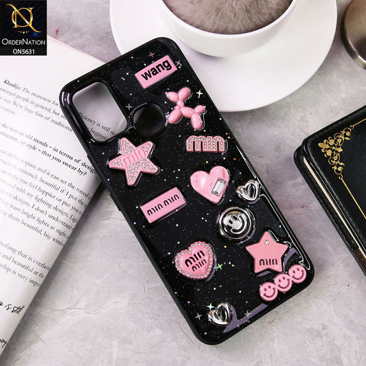 Infinix Hot 9 Play  Cover - Design 1 - 3D Cartoon Pink Love Heart Little Star Glossy Surface Case