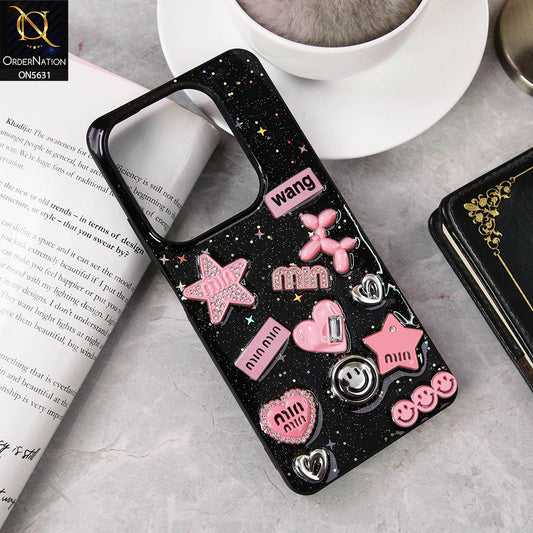 Infinix Hot 40 Pro  Cover - Design 1 - 3D Cartoon Pink Love Heart Little Star Glossy Surface Case