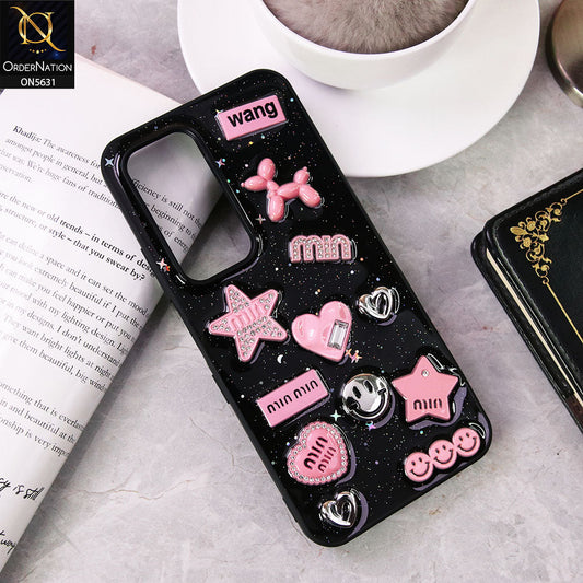 Infinix Hot 60i 4G  Cover - Design 1 - 3D Cartoon Pink Love Heart Little Star Glossy Surface Case