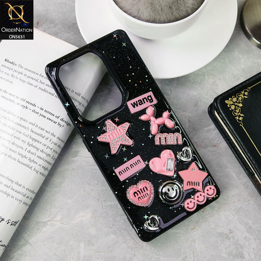 Infinix Note 50 Pro 4G  Cover - Design 1 - 3D Cartoon Pink Love Heart Little Star Glossy Surface Case