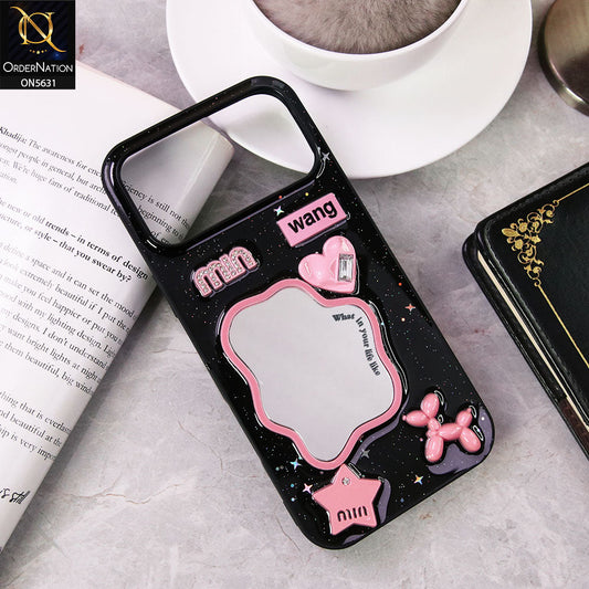 iPhone 17 Pro Max  Cover - Design 2 - 3D Cartoon Pink Love Heart Little Star Glossy Surface Case