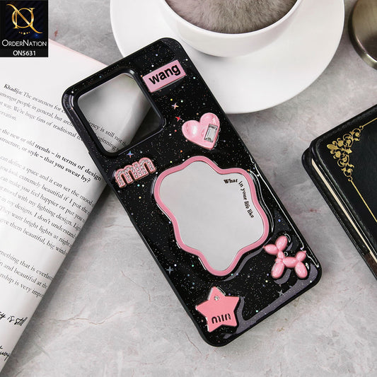 Realme Note 50  Cover - Design 2 - 3D Cartoon Pink Love Heart Little Star Glossy Surface Case