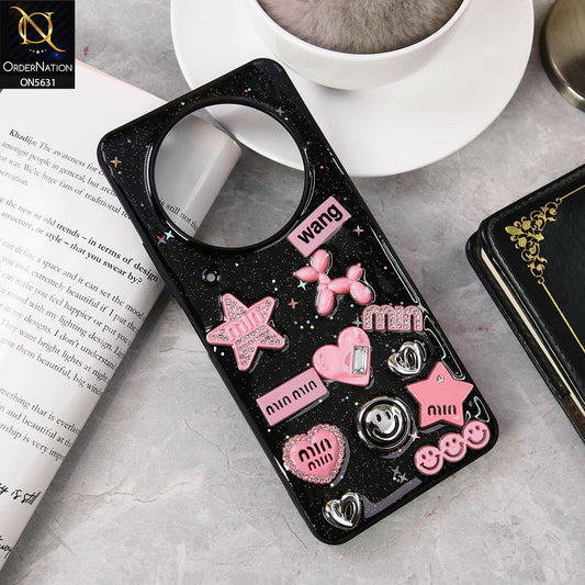 Xiaomi Redmi A3  Cover - Design 1 - 3D Cartoon Pink Love Heart Little Star Glossy Surface Case