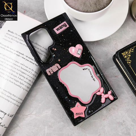 Samsung Galaxy S24 Ultra  Cover - Design 2 - 3D Cartoon Pink Love Heart Little Star Glossy Surface Case