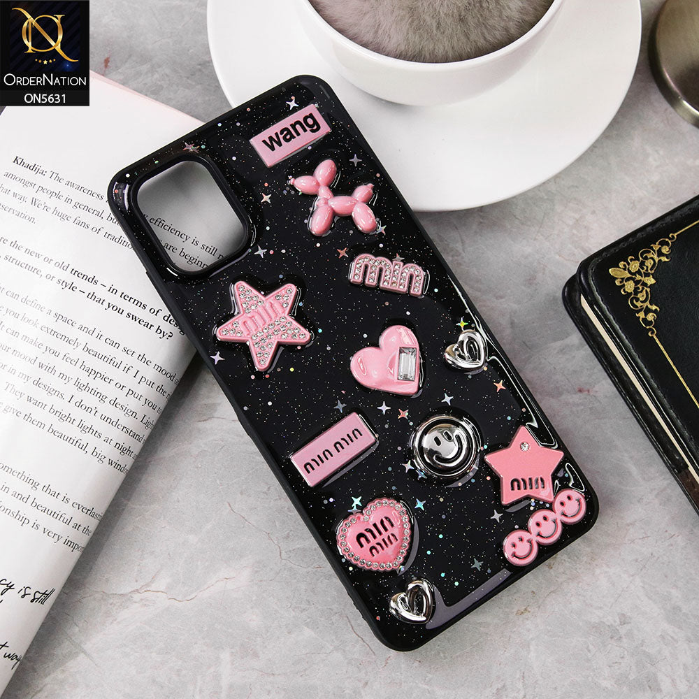 Samsung Galaxy A06  Cover - Design 1 - 3D Cartoon Pink Love Heart Little Star Glossy Surface Case