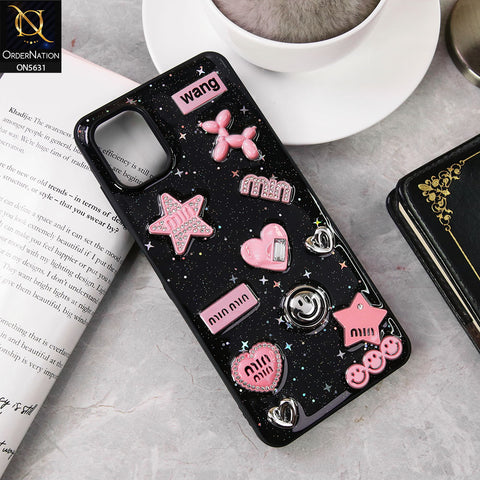 Samsung Galaxy A06  Cover - Design 1 - 3D Cartoon Pink Love Heart Little Star Glossy Surface Case