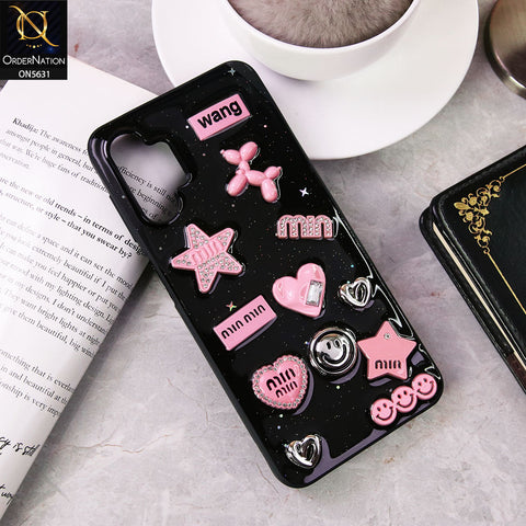 Samsung Galaxy A13  Cover - Design 1 - 3D Cartoon Pink Love Heart Little Star Glossy Surface Case