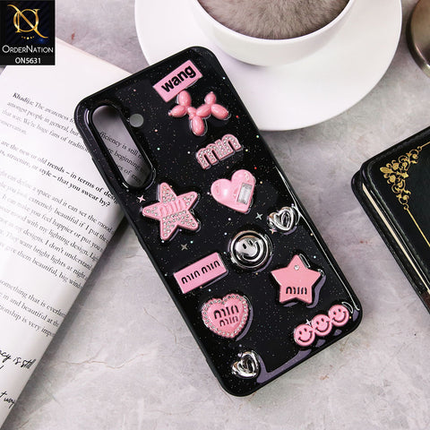 Samsung Galaxy A16 5G  Cover - Design 1 - 3D Cartoon Pink Love Heart Little Star Glossy Surface Case