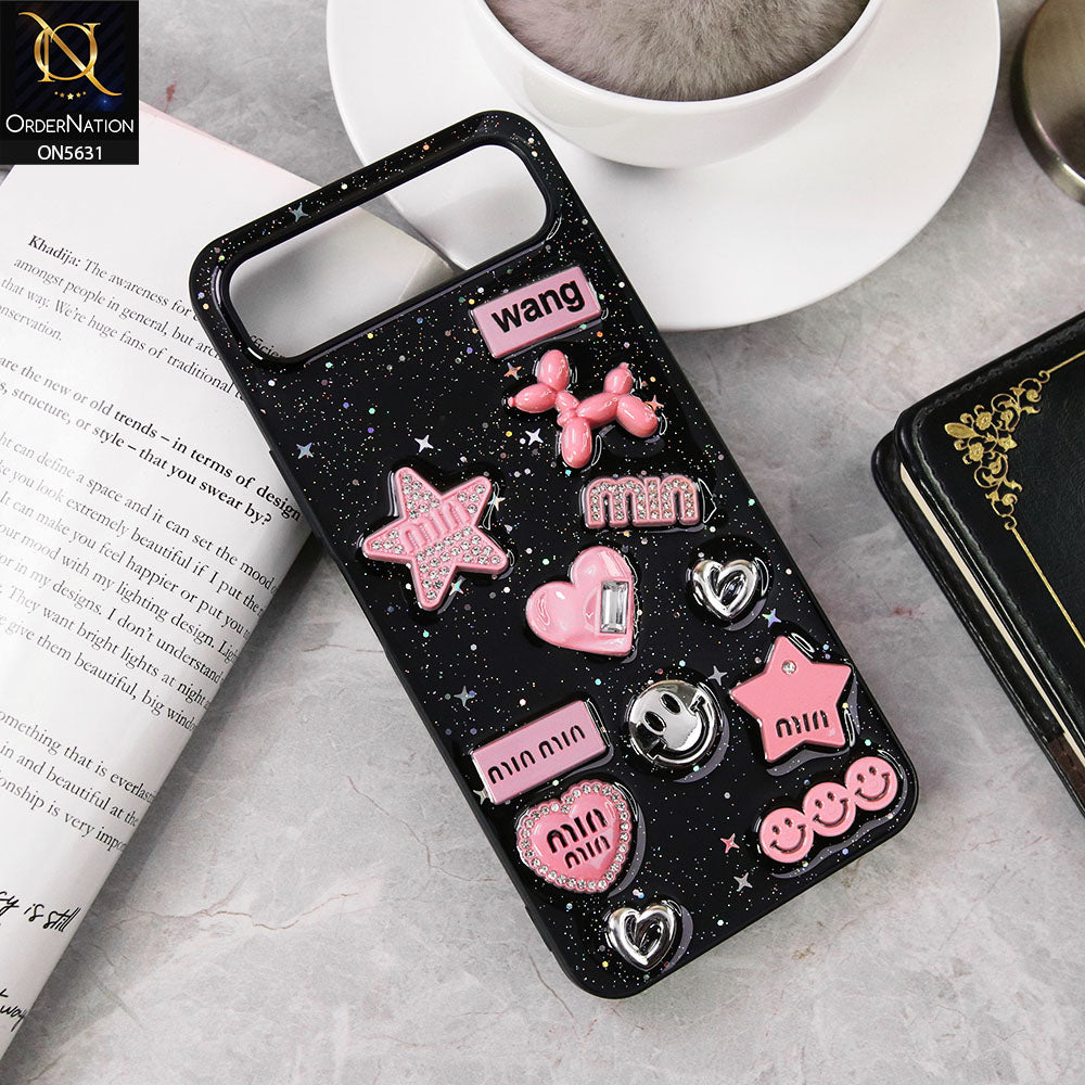 Infinix Smart 10 Plus  Cover - Design 1 - 3D Cartoon Pink Love Heart Little Star Glossy Surface Case