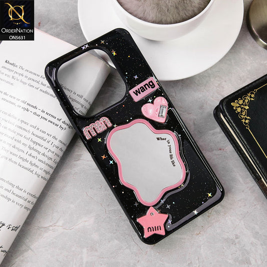 Tecno Spark 20C  Cover - Design 2 - 3D Cartoon Pink Love Heart Little Star Glossy Surface Case