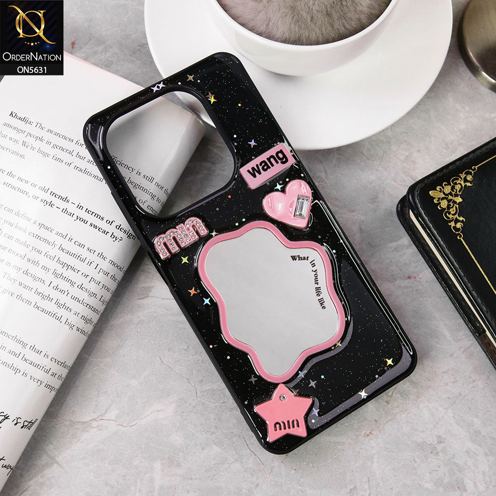 Itel P55 4G  Cover - Design 2 - 3D Cartoon Pink Love Heart Little Star Glossy Surface Case