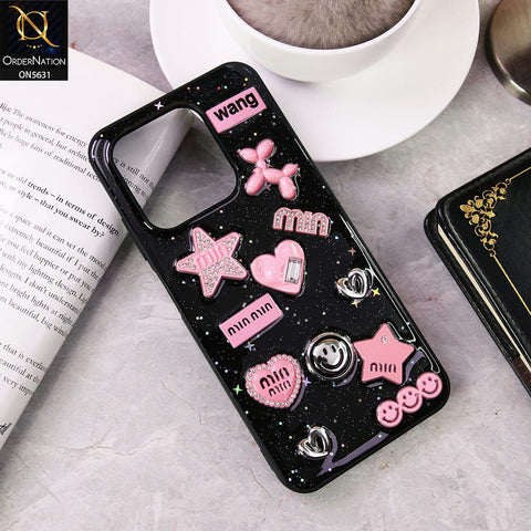 Infinix Smart 9  Cover - Design 1 - 3D Cartoon Pink Love Heart Little Star Glossy Surface Case