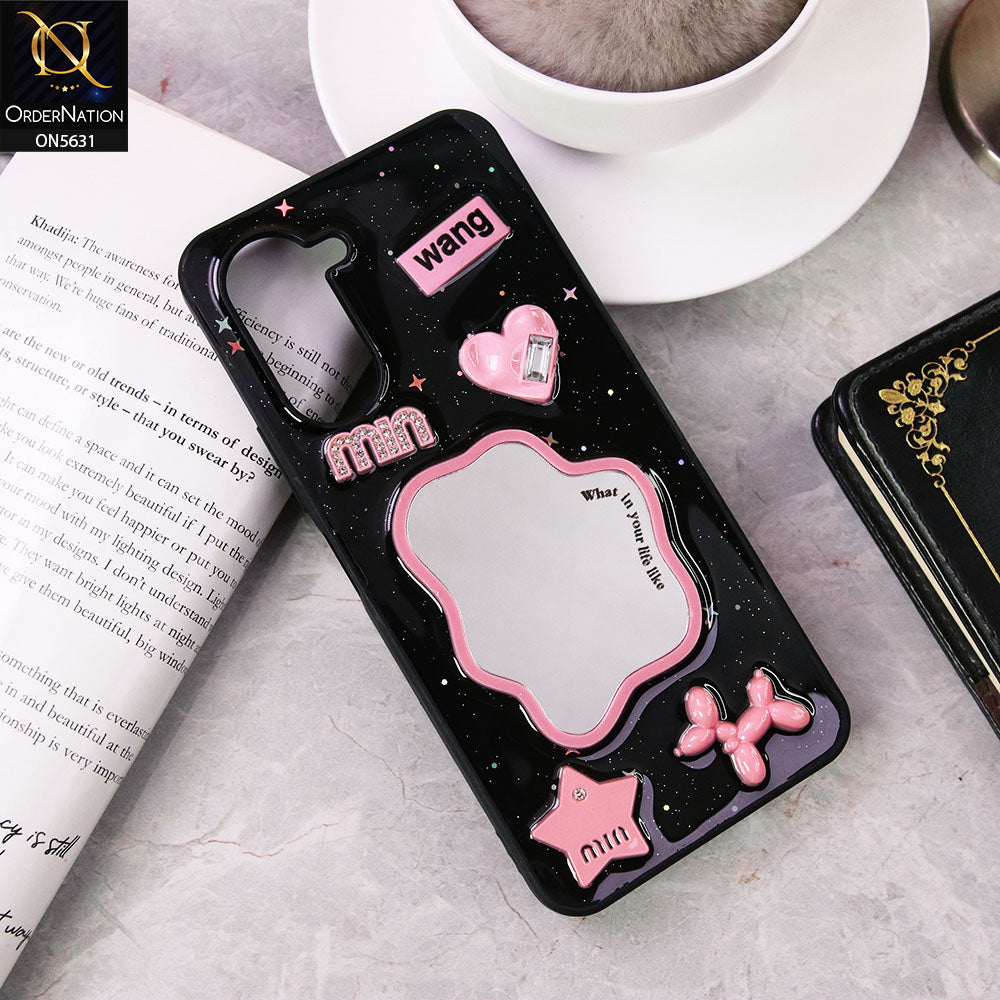 Vivo Y03  Cover - Design 2 - 3D Cartoon Pink Love Heart Little Star Glossy Surface Case