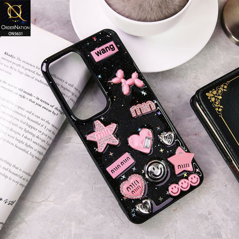 Vivo Y19s Pro  Cover - Design 1 - 3D Cartoon Pink Love Heart Little Star Glossy Surface Case