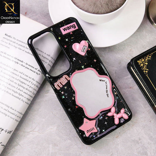 Vivo Y19s Pro  Cover - Design 2 - 3D Cartoon Pink Love Heart Little Star Glossy Surface Case