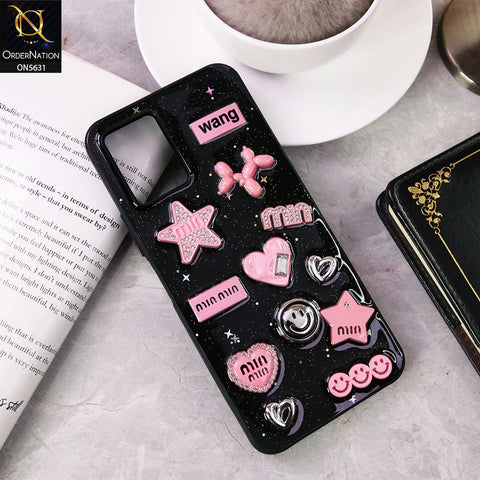 Vivo Y21  Cover - Design 1 - 3D Cartoon Pink Love Heart Little Star Glossy Surface Case