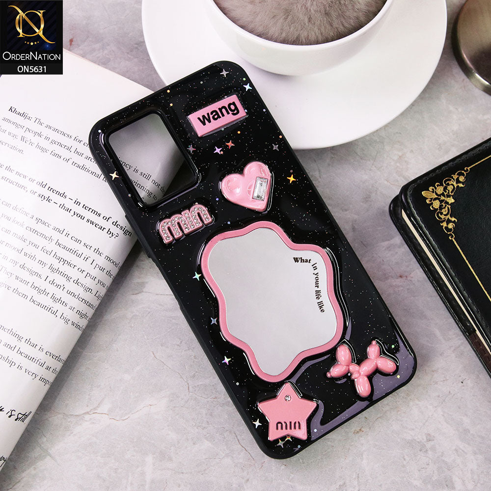 Vivo Y21e  Cover - Design 2 - 3D Cartoon Pink Love Heart Little Star Glossy Surface Case