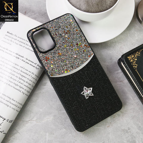 Samsung Galaxy A06 Cover - Black -New Trendy Shiny Glitter Bling Texture And Star Rhinestone Case