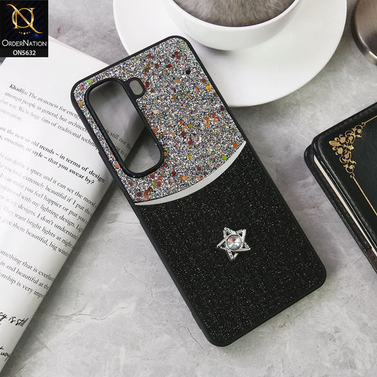 Infinix Hot 50 Pro Cover - Black -New Trendy Shiny Glitter Bling Texture And Star Rhinestone Case
