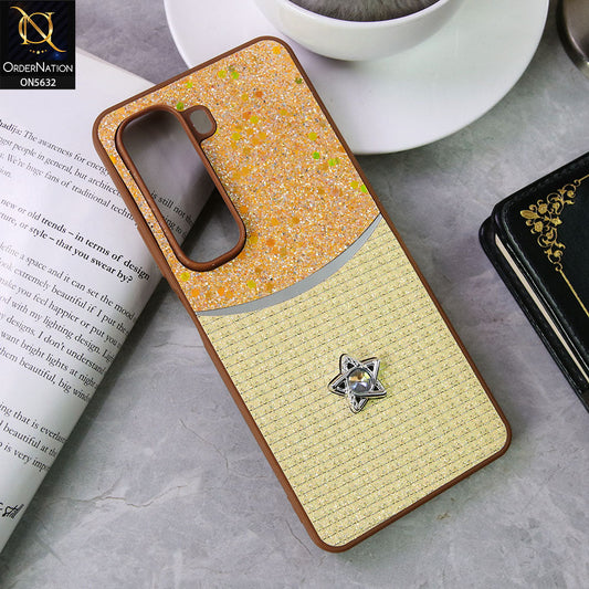 Infinix Hot 50 Pro Cover - Brown -New Trendy Shiny Glitter Bling Texture And Star Rhinestone Case